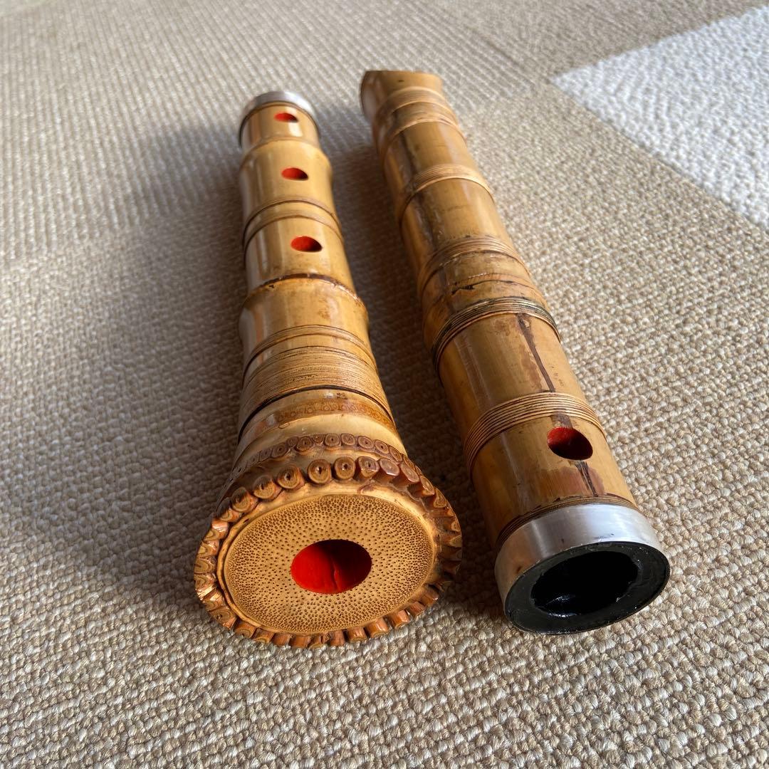 133値下げ　尺八　一尺八寸管　円山銘　貴重な金唄口