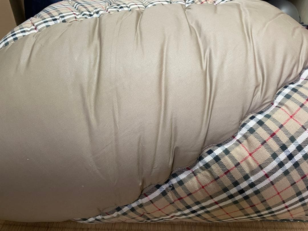 羊毛ふとん チェック柄 ベージュ シングル［美品］［即購入OK］［送料無料］