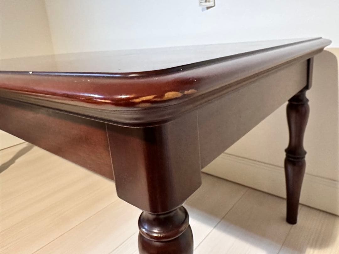 ダークブラウン 木製 ローテーブル　アンティーク調