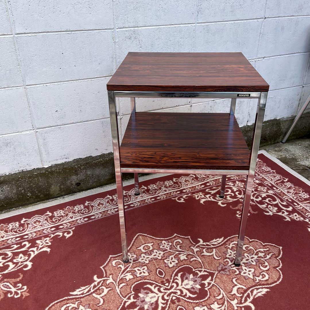 廃盤 KOKUYO コクヨ ◾️木調天板 レトロモダン サイドテーブル 2段