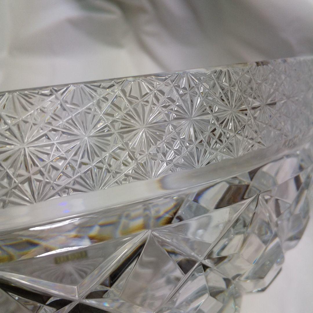 HOYAクリスタル 切子大鉢 矢来に菊継紋