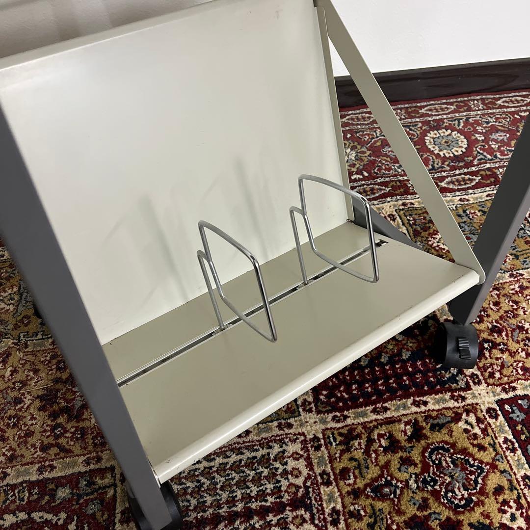 高強度◾️キャスター付き スチール製 レコードラック 本棚 ファイルワゴン 収納