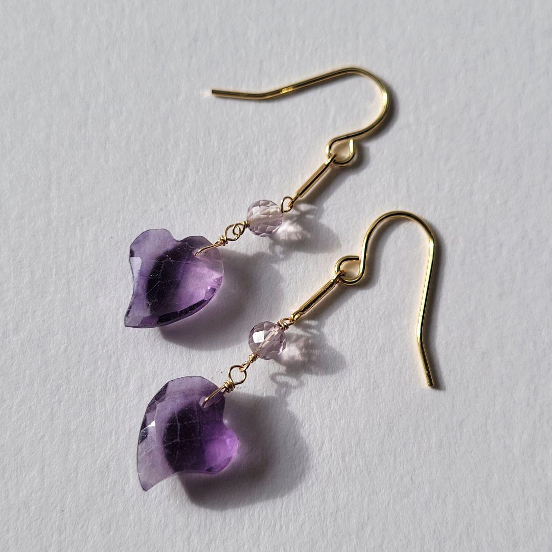 専用 フローライト ハートカービングピアス