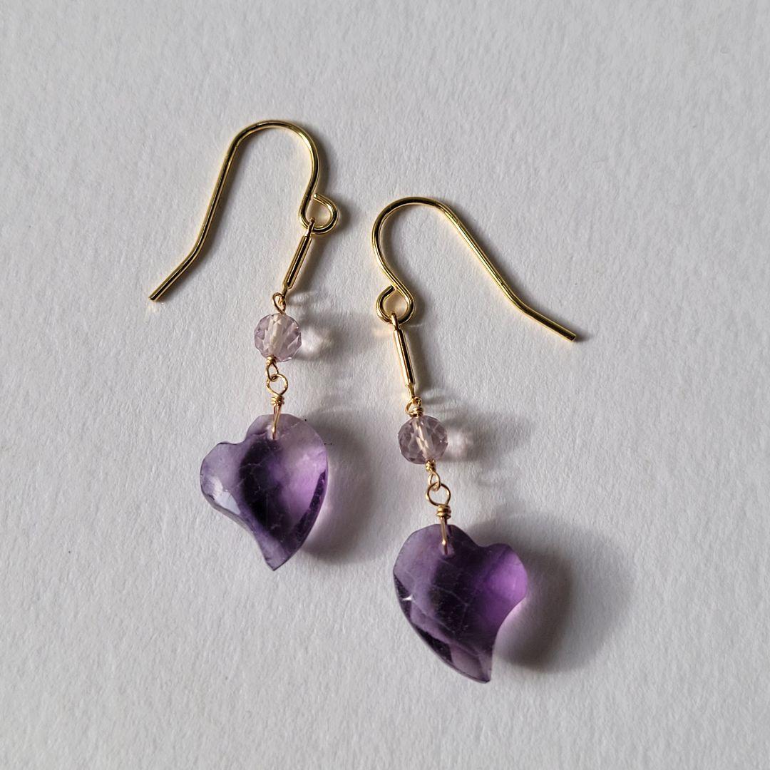 専用 フローライト ハートカービングピアス