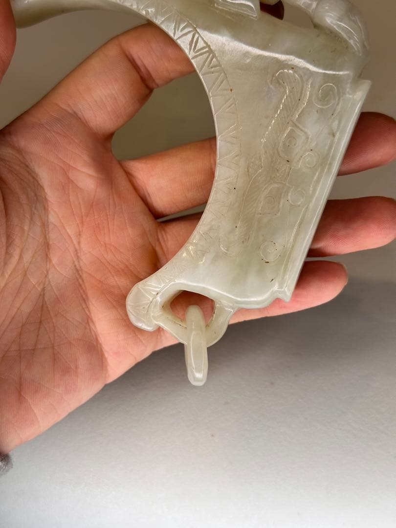 白玉 龍紋 筆架 龍彫 雕刻 文房具 古董品 www.cosaga.com