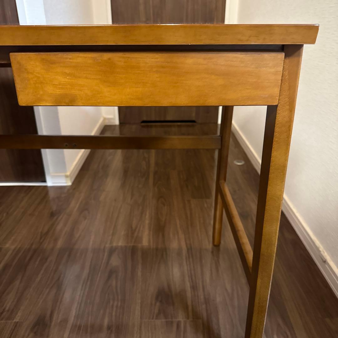 【カリモク60】デスク、引出し付き、ウォールナット色