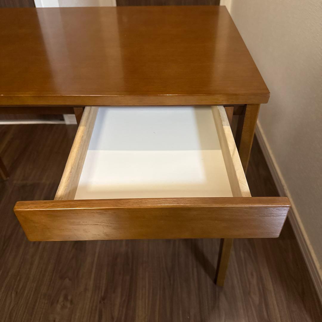 【カリモク60】デスク、引出し付き、ウォールナット色