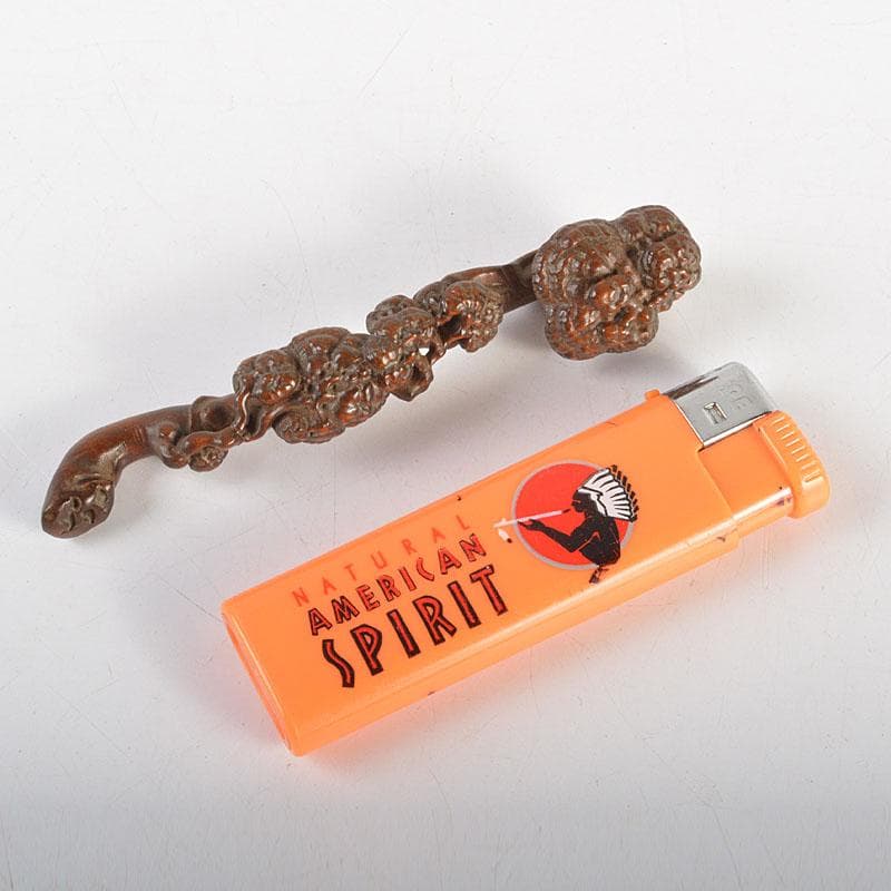 中国　唐木紫檀彫刻　霊芝　如意　C　6708E