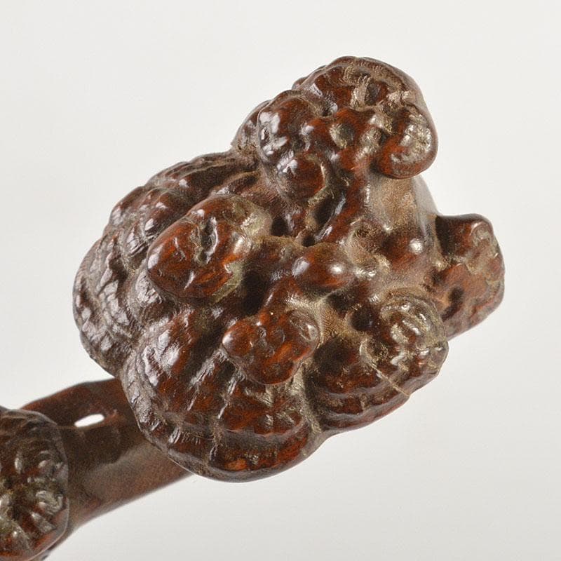 中国　唐木紫檀彫刻　霊芝　如意　C　6708E