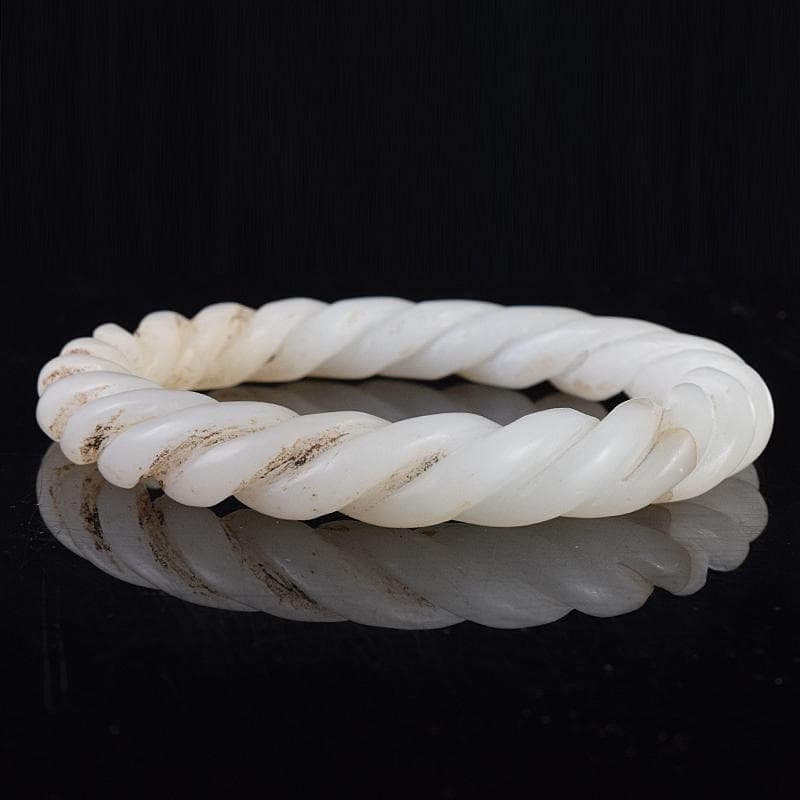 中国　玉石白玉彫刻　玉器　環　装飾品　C　8796E