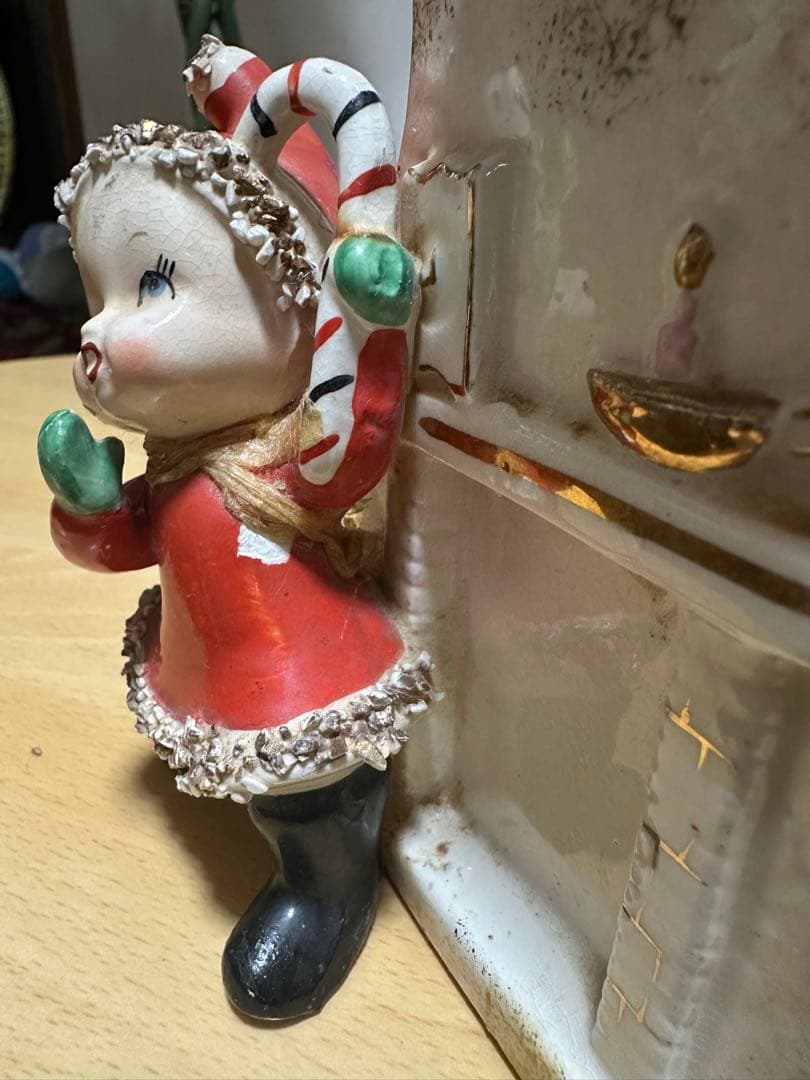 1950年代ビンテージ物 妖精エルフのクリスマス置物プランター