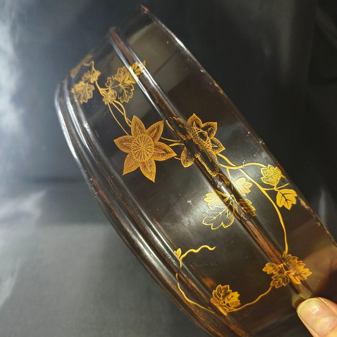 茶道具 桃山期蒔絵洗桶 煎茶茶櫃 木製漆器 骨董 時代物 桐箱入り 蒐集