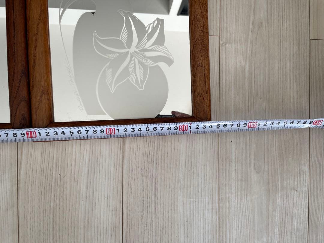 木製フレームミラー3連(フラワーモチーフ)