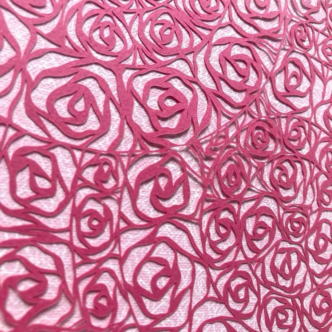 デザイン アート　ピンクの薔薇　切り絵　美　内なる宇宙　潜在意識