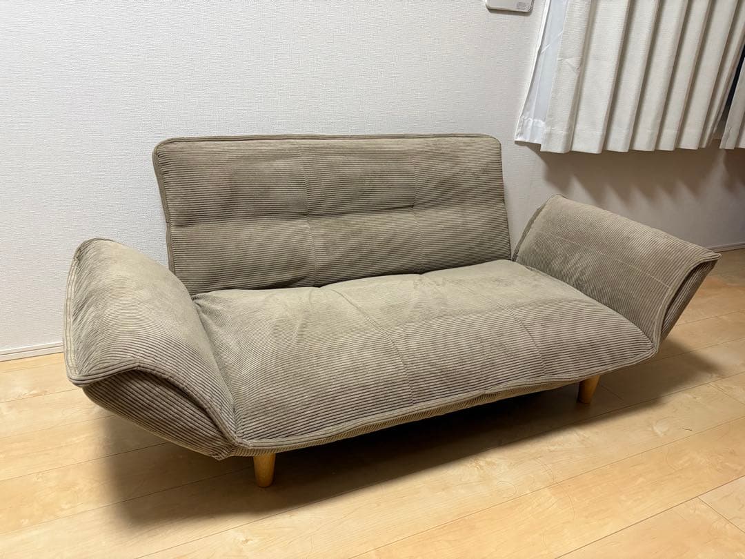 リクライニングソファ『Coroliコロリ』 2人掛コーデュロイ ベージュ