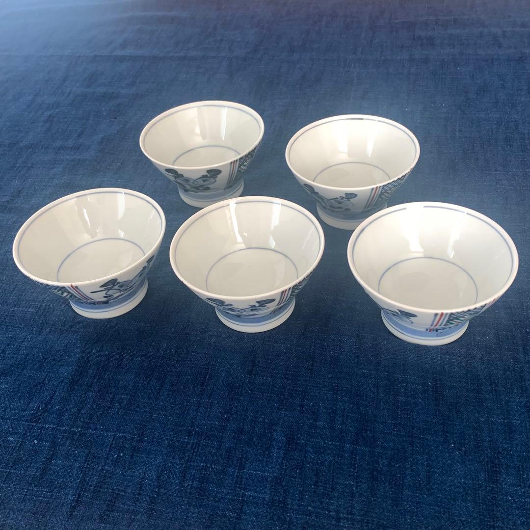 【新品】【砥部焼】青い花模様の陶器製茶碗5個セット