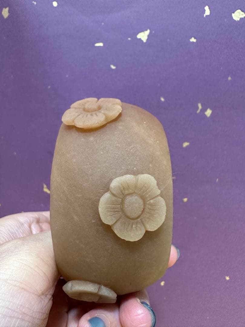 黄糖にゃんこ原石バングル　シャー太翠原石バングル