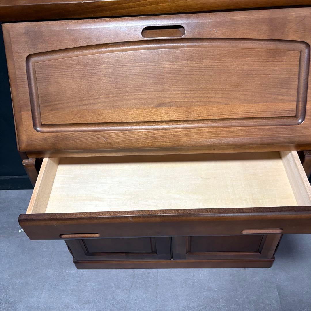 木製ブラウンデスク 引き出し付き