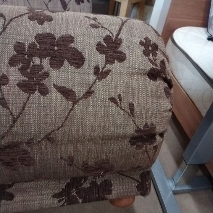 1人掛けソファ パーソナルチェア 花柄 ブラウン 国産家具 昭和・平成レトロ