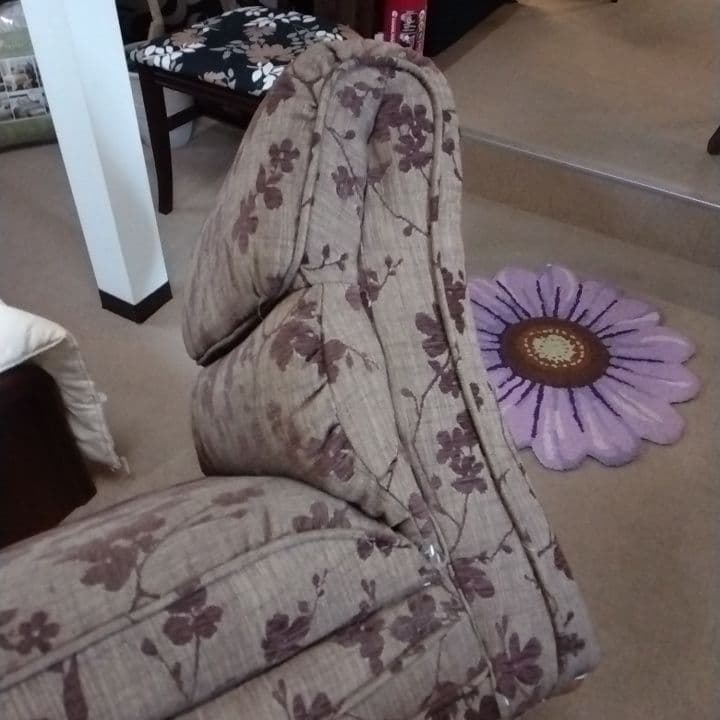 1人掛けソファ パーソナルチェア 花柄 ブラウン 国産家具 昭和・平成レトロ