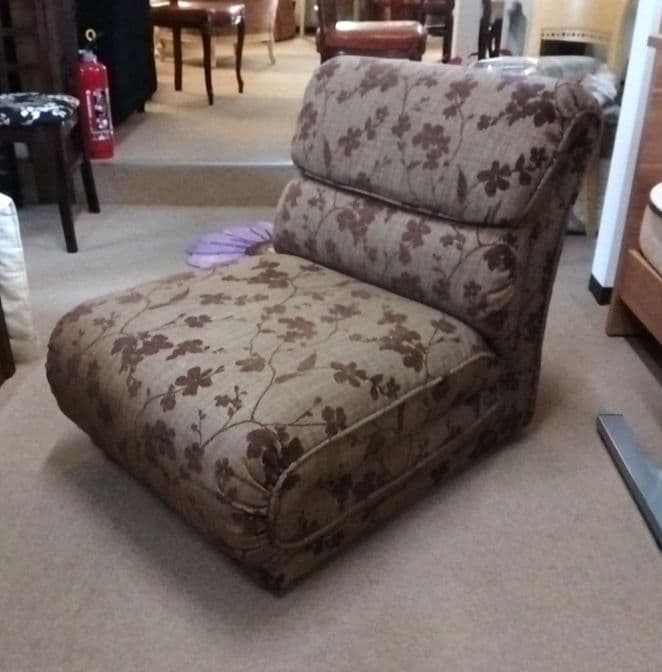 1人掛けソファ パーソナルチェア 花柄 ブラウン 国産家具 昭和・平成レトロ