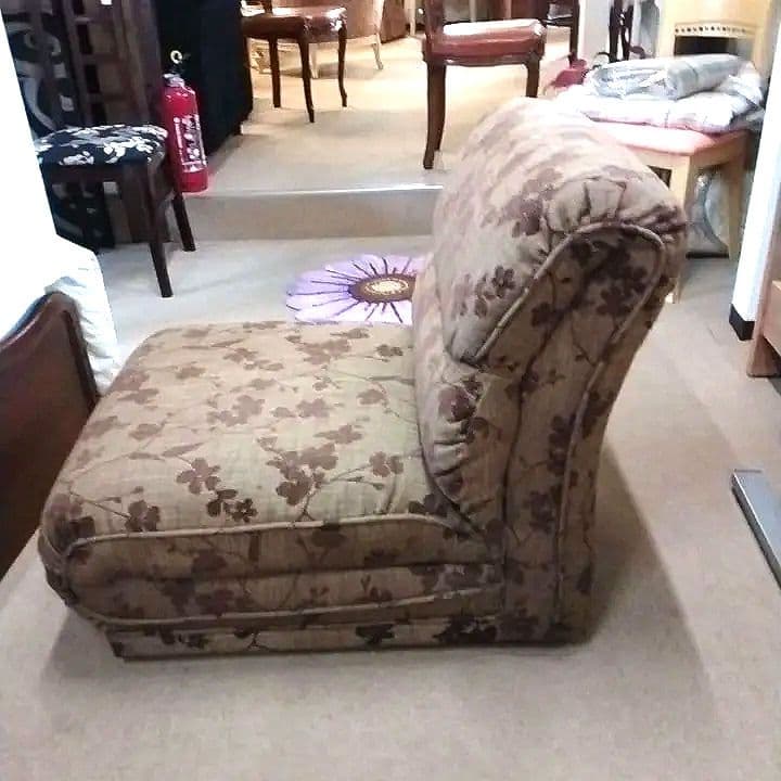 1人掛けソファ パーソナルチェア 花柄 ブラウン 国産家具 昭和・平成レトロ