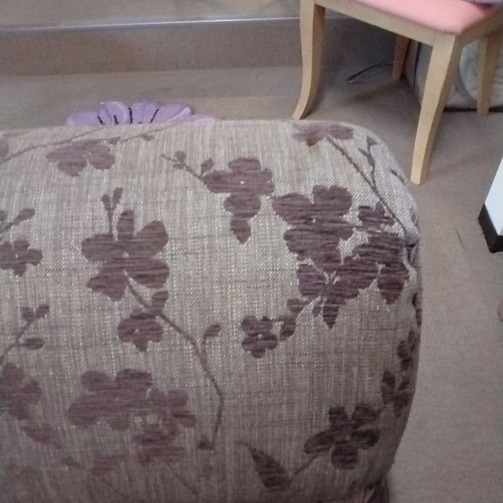 1人掛けソファ パーソナルチェア 花柄 ブラウン 国産家具 昭和・平成レトロ