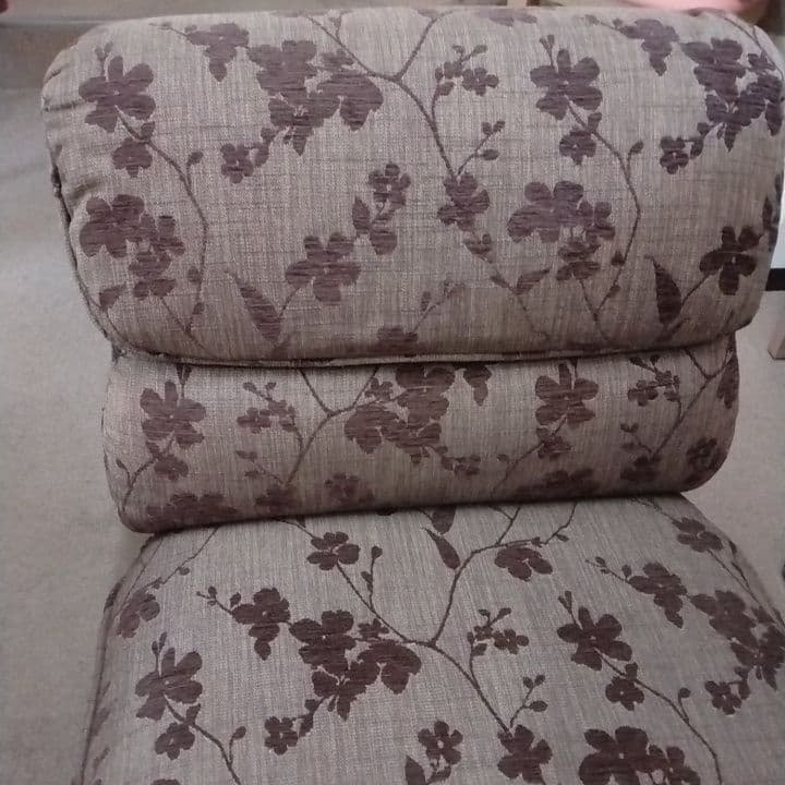 1人掛けソファ パーソナルチェア 花柄 ブラウン 国産家具 昭和・平成レトロ