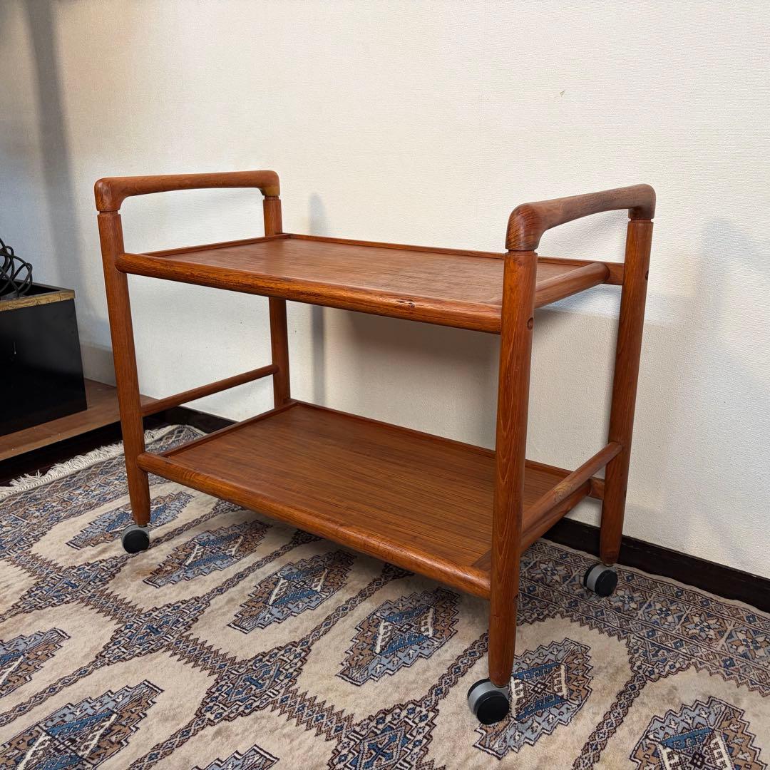 デンマーク チーク材 トロリー ワゴン ヴィンテージ 北欧 サイドテーブル ②