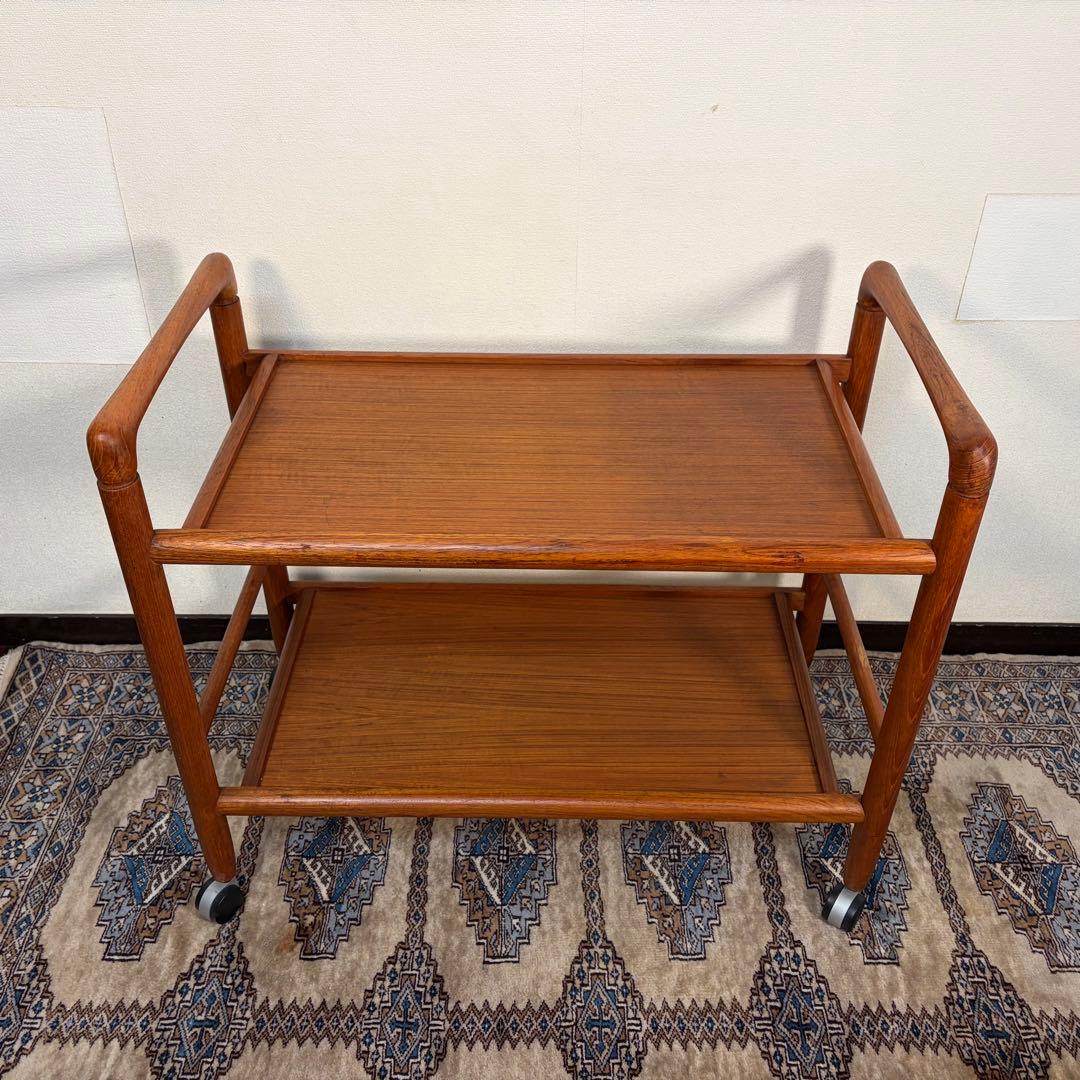デンマーク チーク材 トロリー ワゴン ヴィンテージ 北欧 サイドテーブル ②