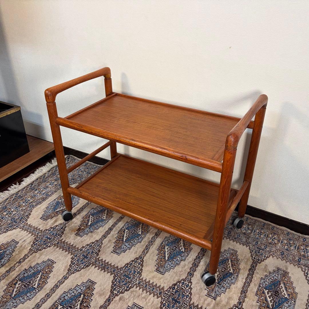 デンマーク チーク材 トロリー ワゴン ヴィンテージ 北欧 サイドテーブル ②