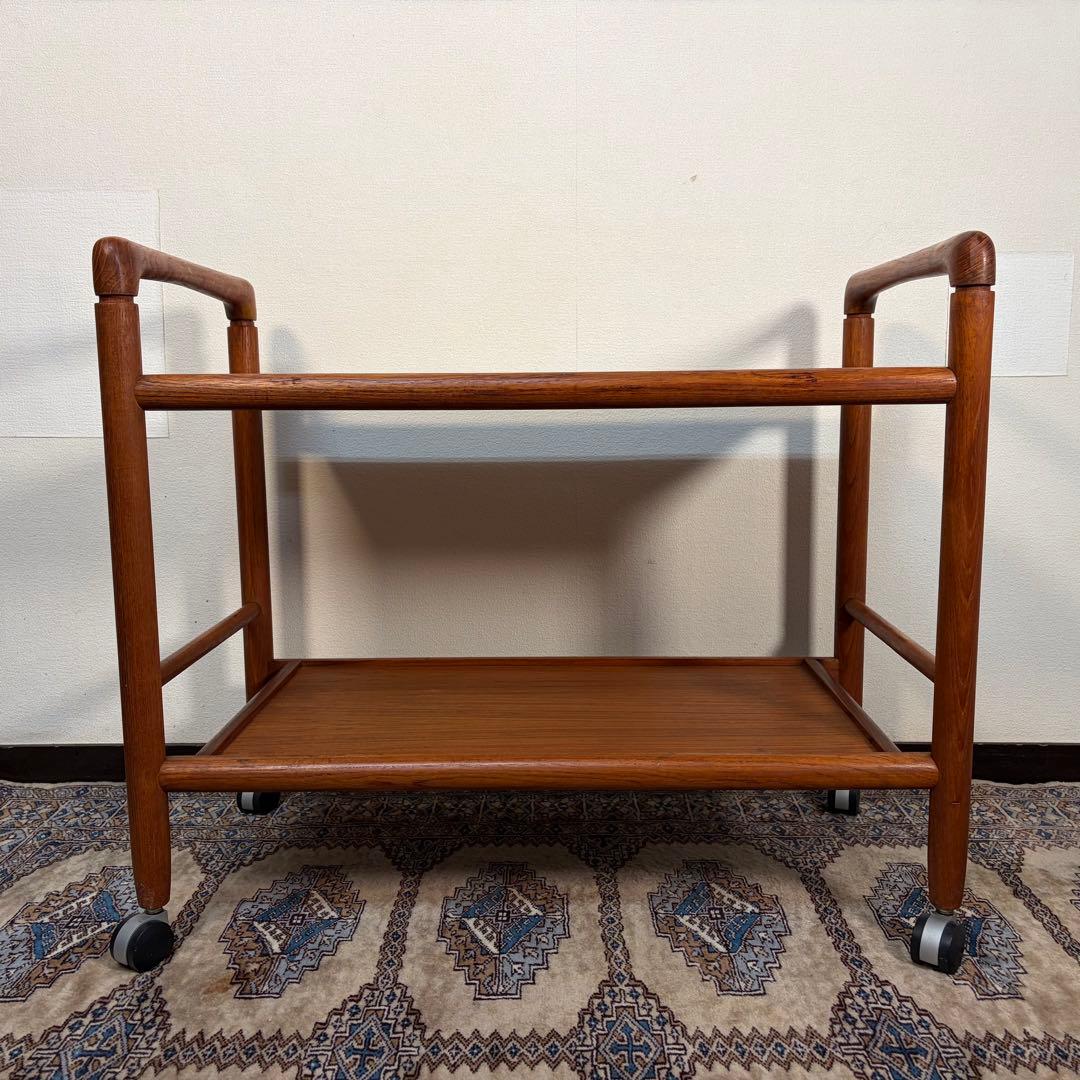 デンマーク チーク材 トロリー ワゴン ヴィンテージ 北欧 サイドテーブル ②