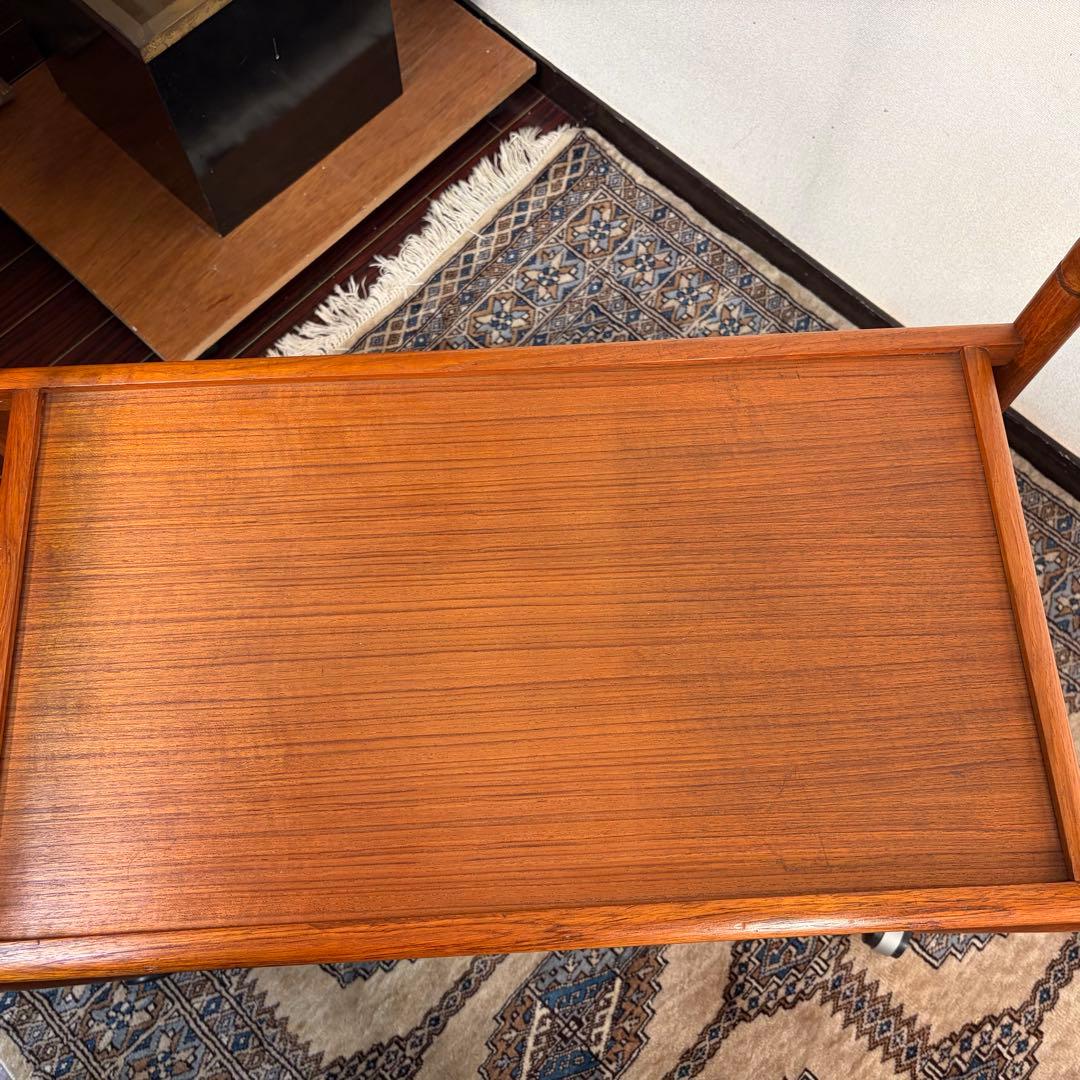 デンマーク チーク材 トロリー ワゴン ヴィンテージ 北欧 サイドテーブル ②
