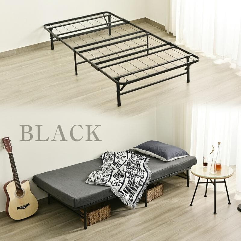 数量限定！パイプベッド 折りたたみベッド シングル 組立簡単 （S）ブラック