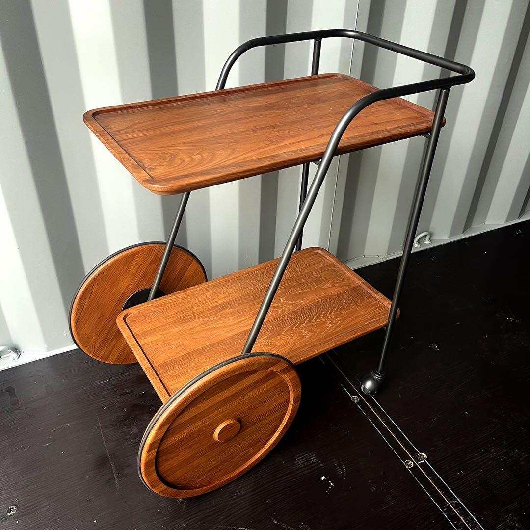 取付無料！おしゃれアンティークトロリー キャスター付きキッチンワゴン