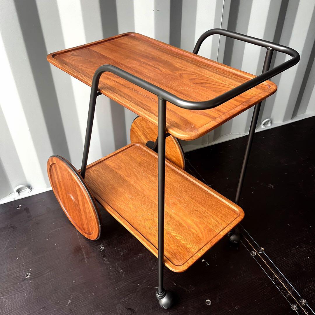 取付無料！おしゃれアンティークトロリー キャスター付きキッチンワゴン