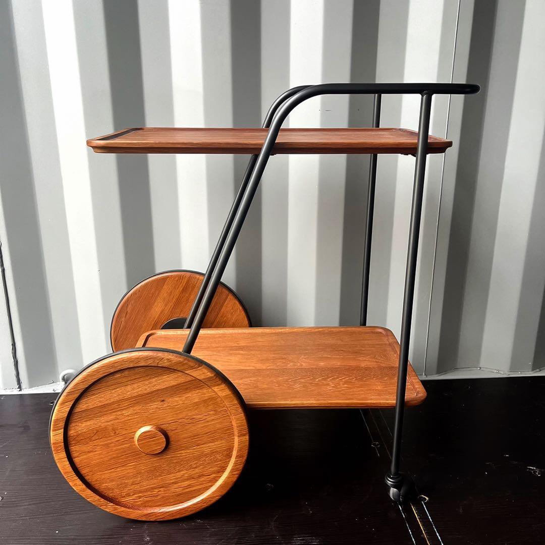 取付無料！おしゃれアンティークトロリー キャスター付きキッチンワゴン