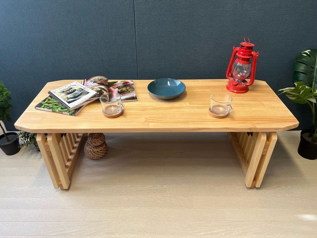 【送料無料】 ローテーブル 木組 やぐらテーブル 120cm パイン 折り畳み式