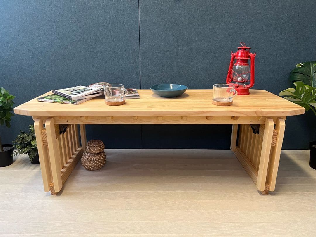 【送料無料】 ローテーブル 木組 やぐらテーブル 120cm パイン 折り畳み式