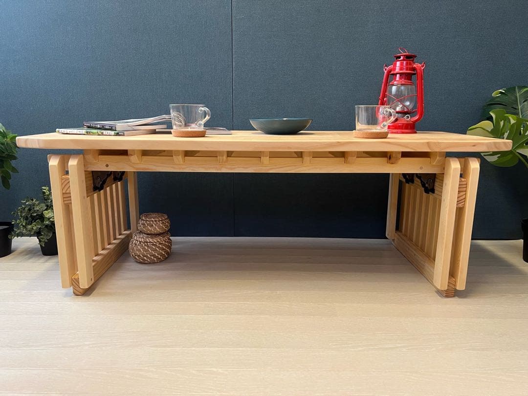 【送料無料】 ローテーブル 木組 やぐらテーブル 120cm パイン 折り畳み式