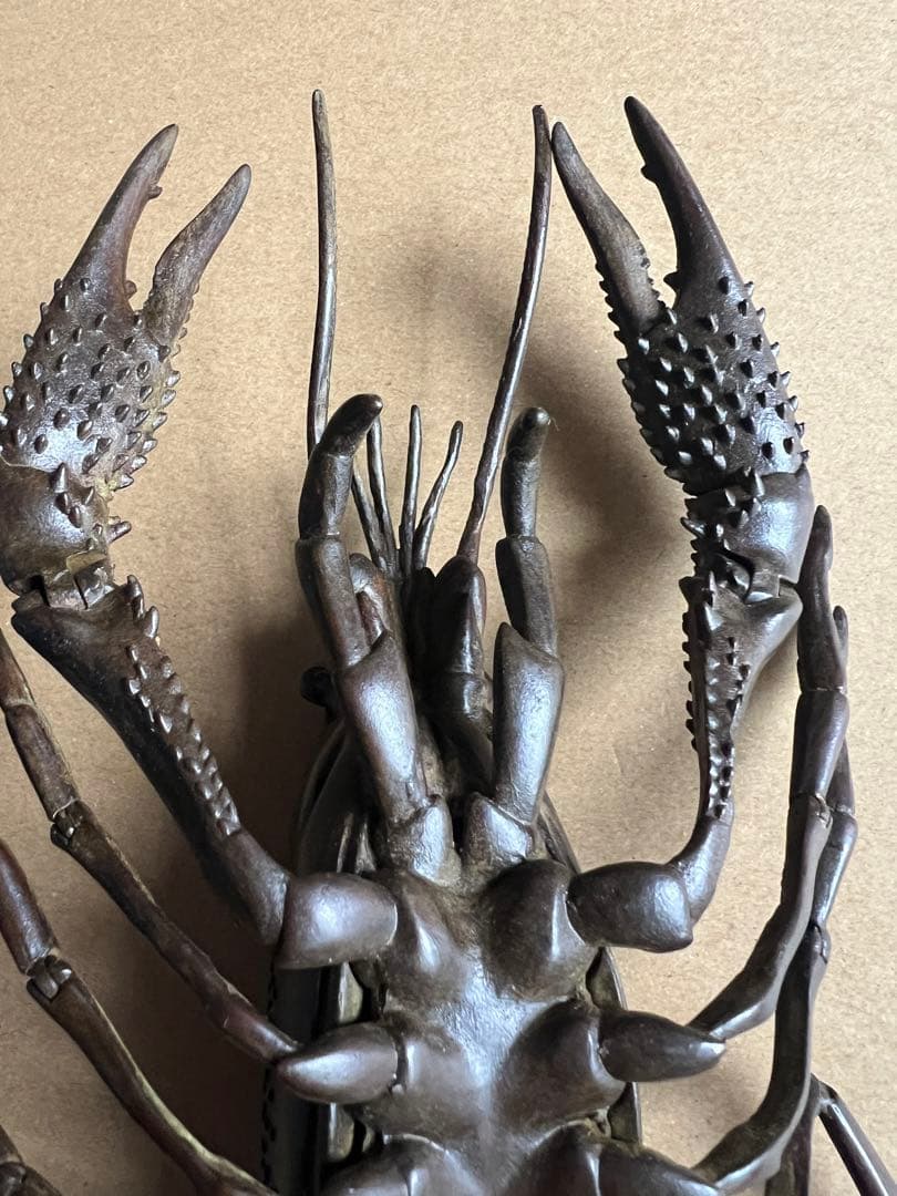 古銅 自在ロブスター 龍蝦 置物 長約27CM