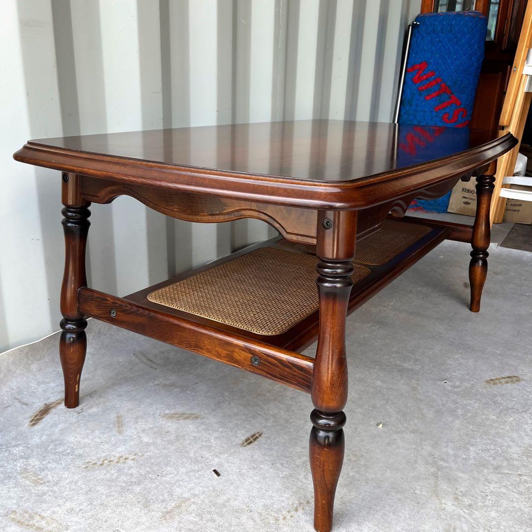 取付無料！カリモクコロニアル おしゃれアンティーク 天然木レトロローテーブル✨