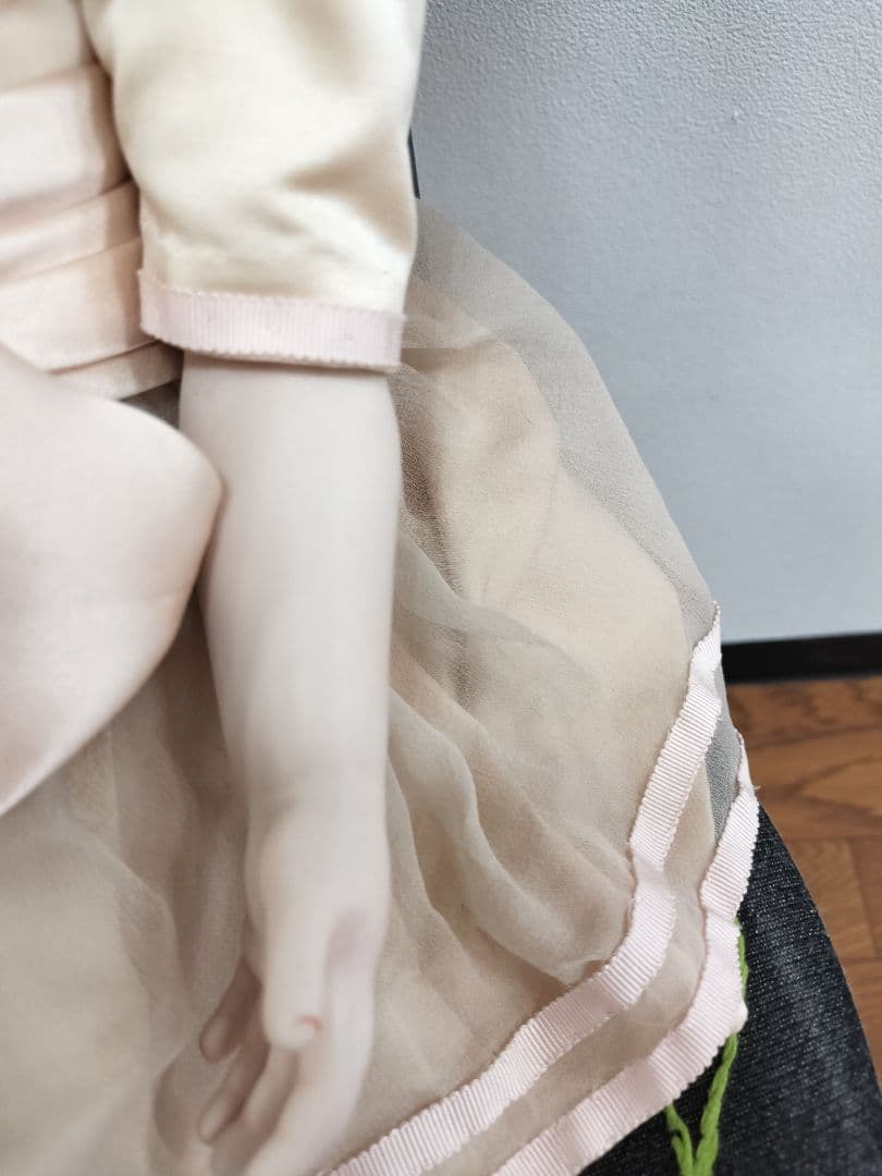 ローズさん　アンティーク　ビスクドール金髪ピンクドレス レース帽子