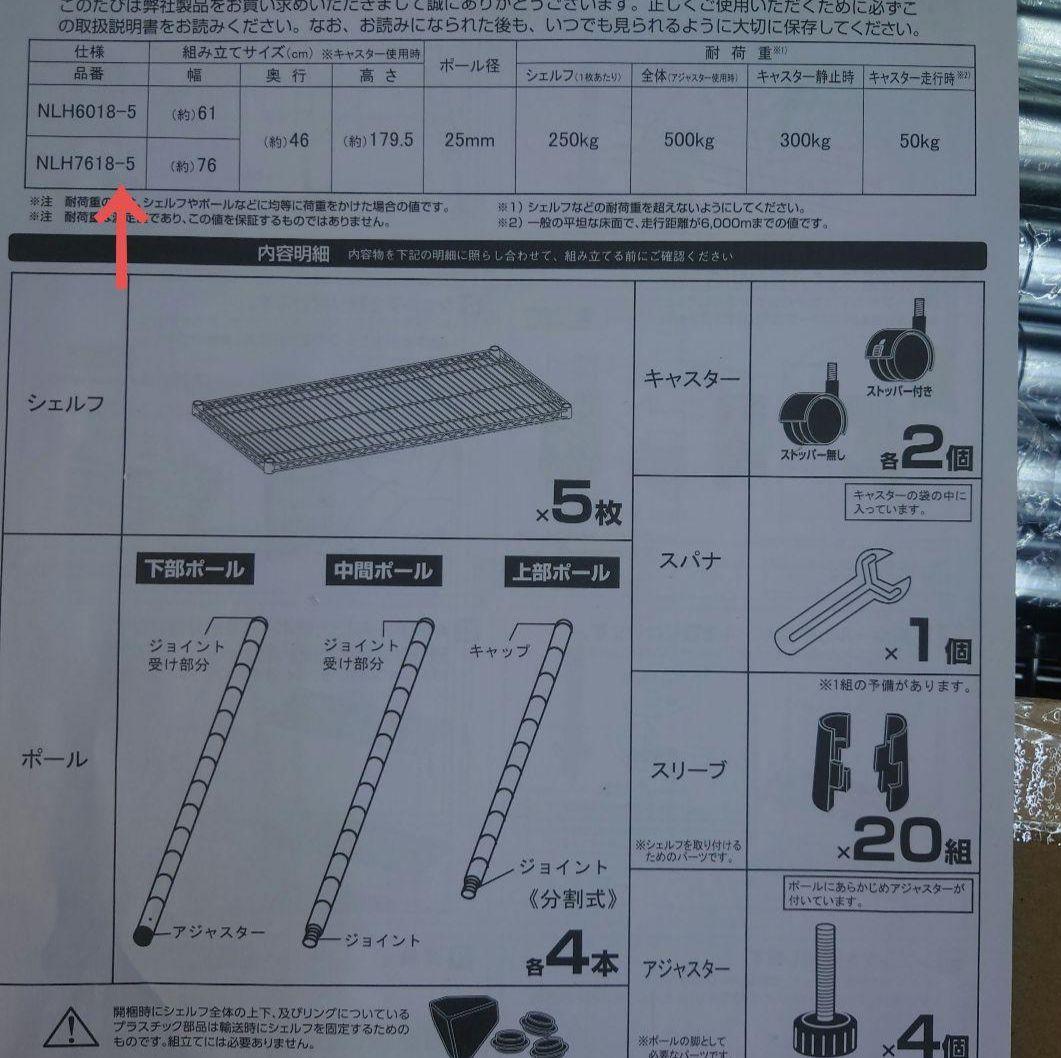 耐荷重1枚あたり250kg5段76Wメタルラック　スチールラック
