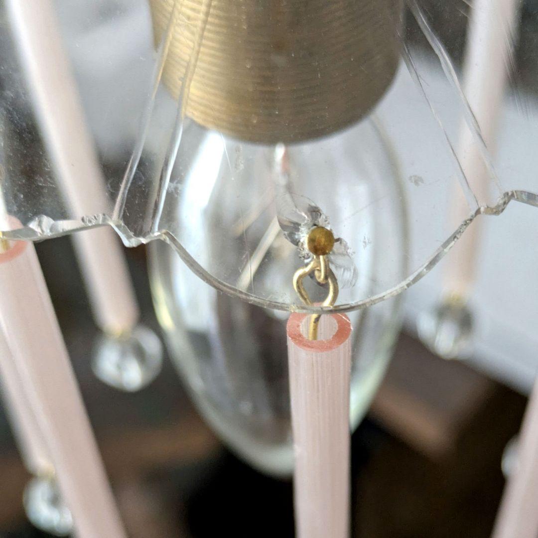 cフランスアンティーク　ピンクオパリンストロードロップ　ミニシャンデリアシェード