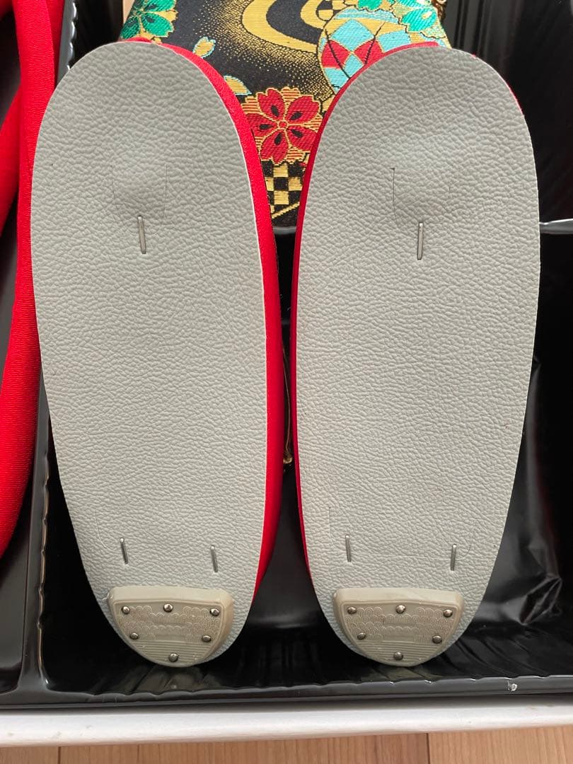 七五三 帯　バッグ　草履セット　黒　花柄