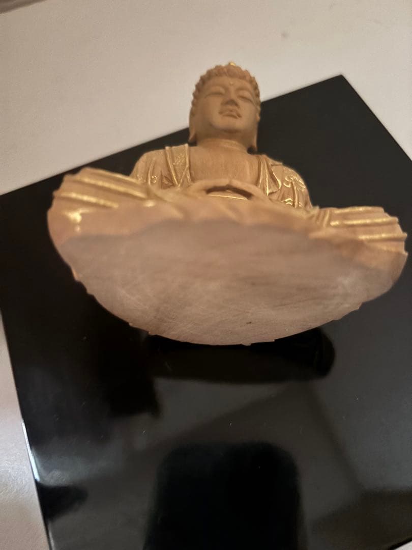 白檀 釈迦如来像 台付 木彫 仏像　(有馬頼底) 臨済宗相国寺