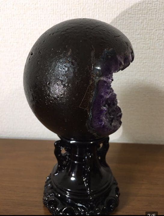 【極上】6Aウルグアイアメジストクラスター　口笑原石（幸運水晶）台座2つ付き