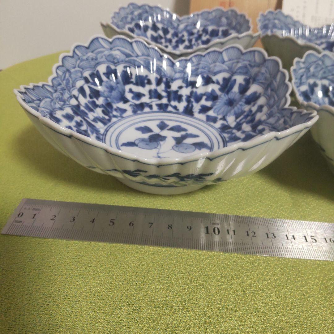 山本長左 九谷焼 向付 波文 唐草 鉢 5枚 箱付 - メルカリ