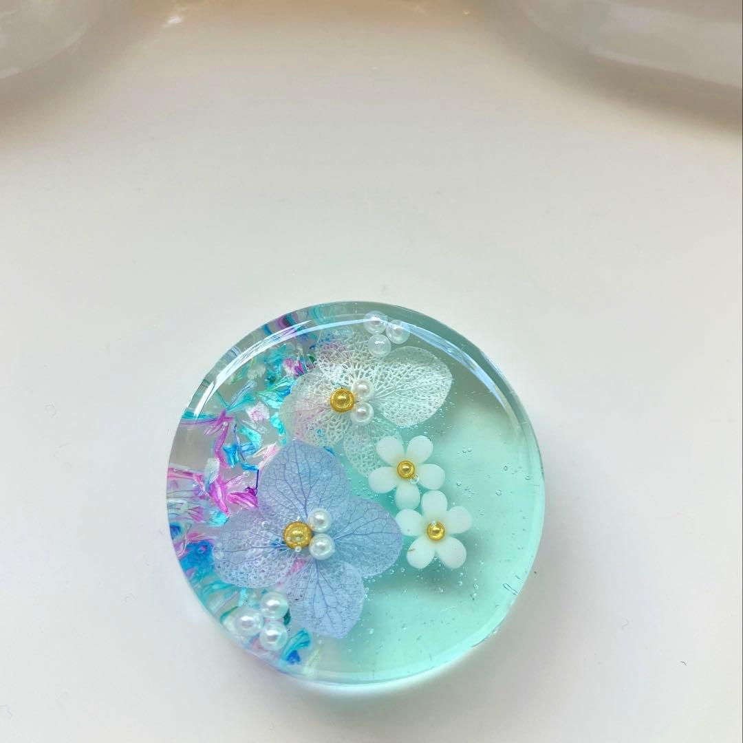 レジン ヘアゴム 紫陽花 ミントグリーン◡̈♥︎ - メルカリ